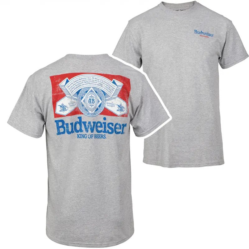 Budweiser Distressed Logo Front and Back Print T-Shirt Hoodie, Sweatshirt | HypeDripTees.com