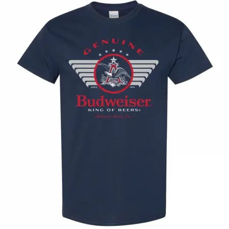 Budweiser Genuine King of Beer Navy Colorway T-Shirt Hoodie, Sweatshirt | HypeDripTees.com