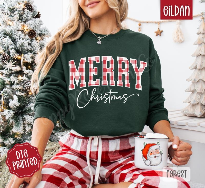 Buffalo Merry Christmas Sweatshirt, Trendy Women's Holiday Sweater T-Shirts, Hoodie | HypeDripTees.com