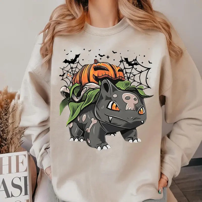 Bulbasaur Pumpkin Halloween Shirt Hoodie Sweaters Womenswear Sweatshirts | HypeDripTees.com