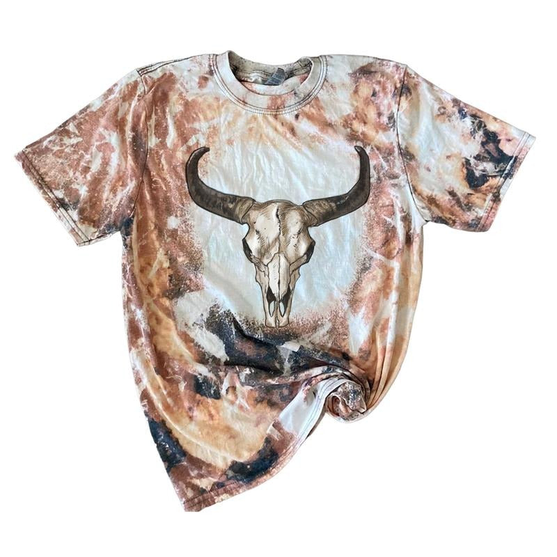 Bull Skull Cowhide Bleach Shirt Hoodie, Sweatshirt | HypeDripTees.com