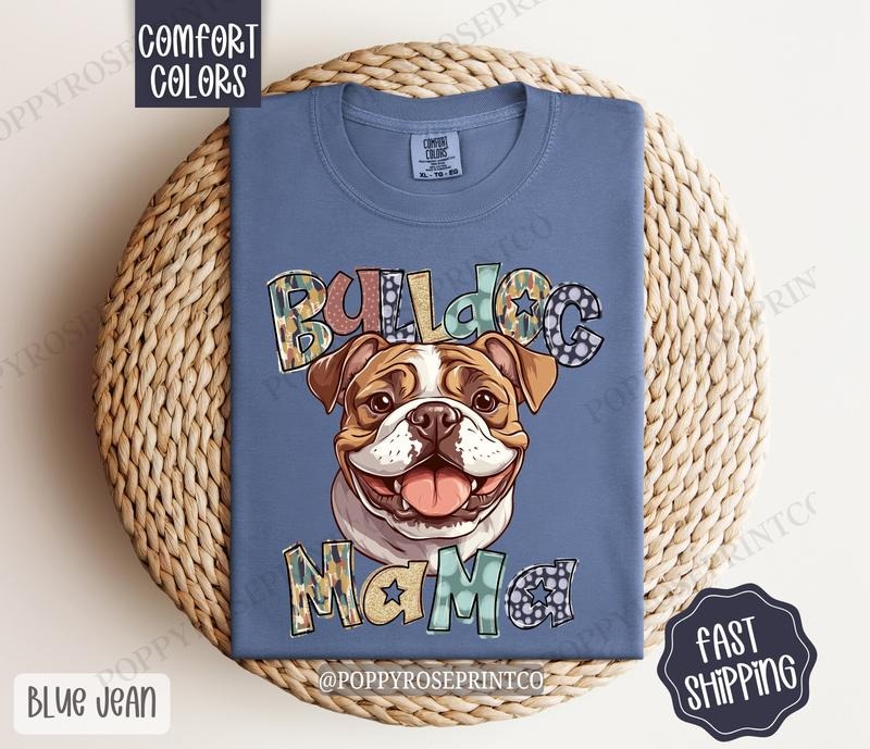 Bulldog Mama Comfort Colors, Dog Mom Tee, Cute Women's Tshirt Hoodie, Sweatshirt | HypeDripTees.com