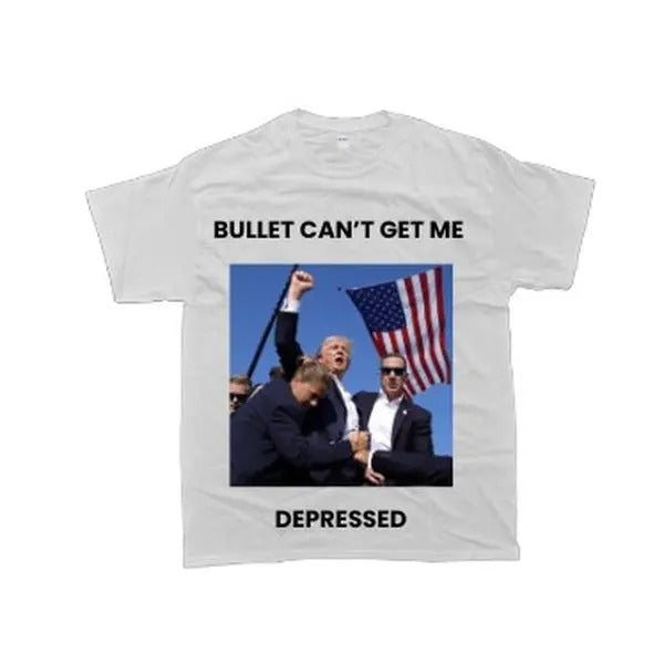 Bullet Can't Get Me Depressed T-Shirt - Unisex Style Tee - 100% Cotton - Menswear, T-shirt Hoodie, Sweatshirt