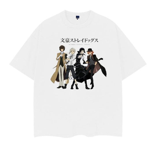 Bungou Stray Dogs "Group Photo" Vintage Oversized Tee Anime T-shirt 100% Cotton Original Design Men's Top Streetwear Casual Menswear Tshirt