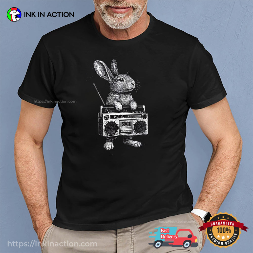 Bunny And Radio Music Graphic Tee