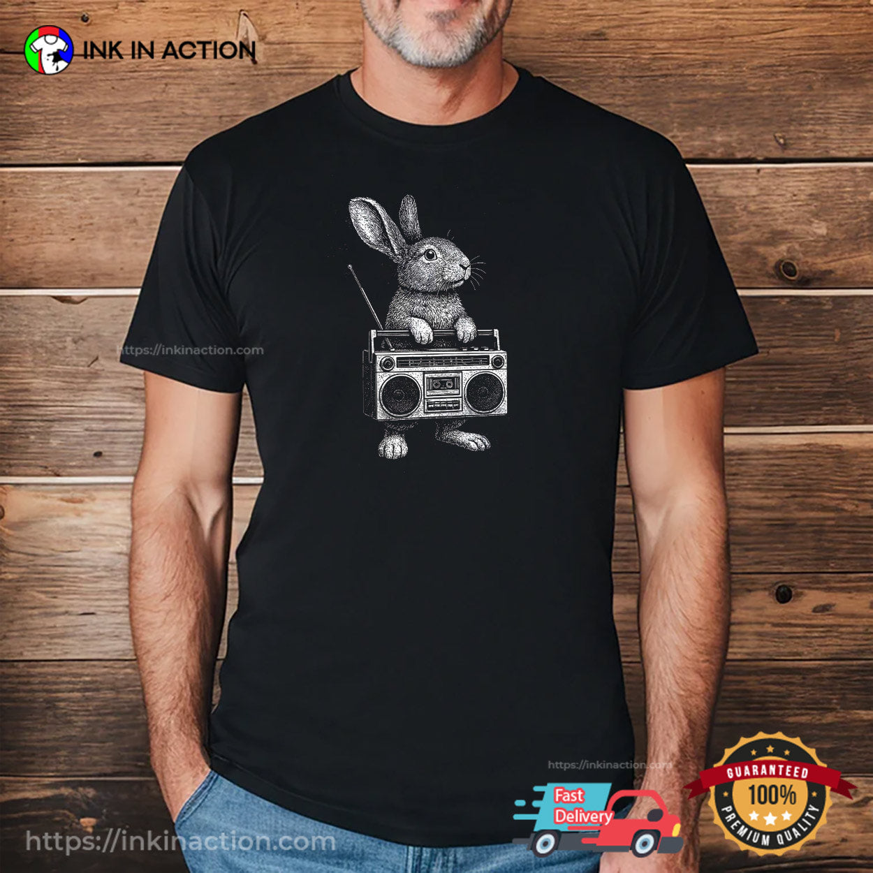 Bunny And Radio Music Graphic Tee