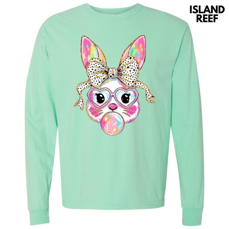Bunny Coquette Brushstroke Long Sleeve Comfort Colors T-Shirt 'NLB' Hoodie, Sweatshirt | HypeDripTees.com