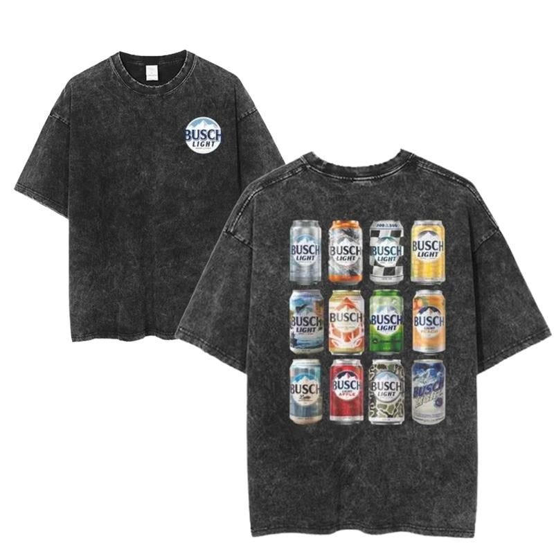 Busch Light Beer Cans Graphic Tee, 12 Pack Variety Beer Shirt, Funny Drinking Shirt, Summer Party Style, Unisex Menswear...