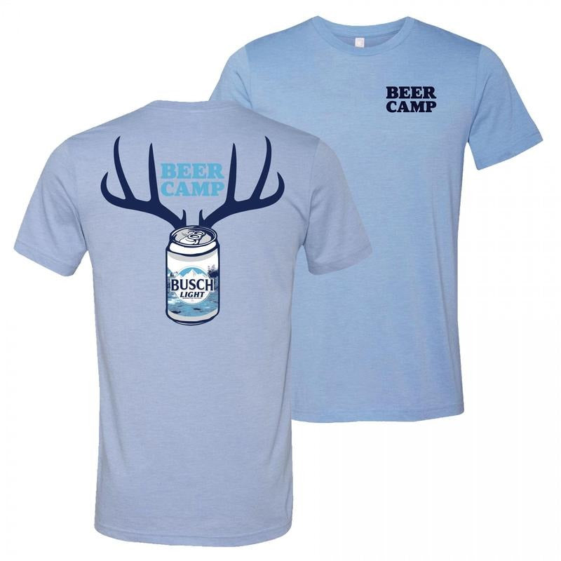 Busch Light Beer Hunting Beer Camp Front and Back Print Blue T-Shirt Hoodie, Sweatshirt | HypeDripTees.com