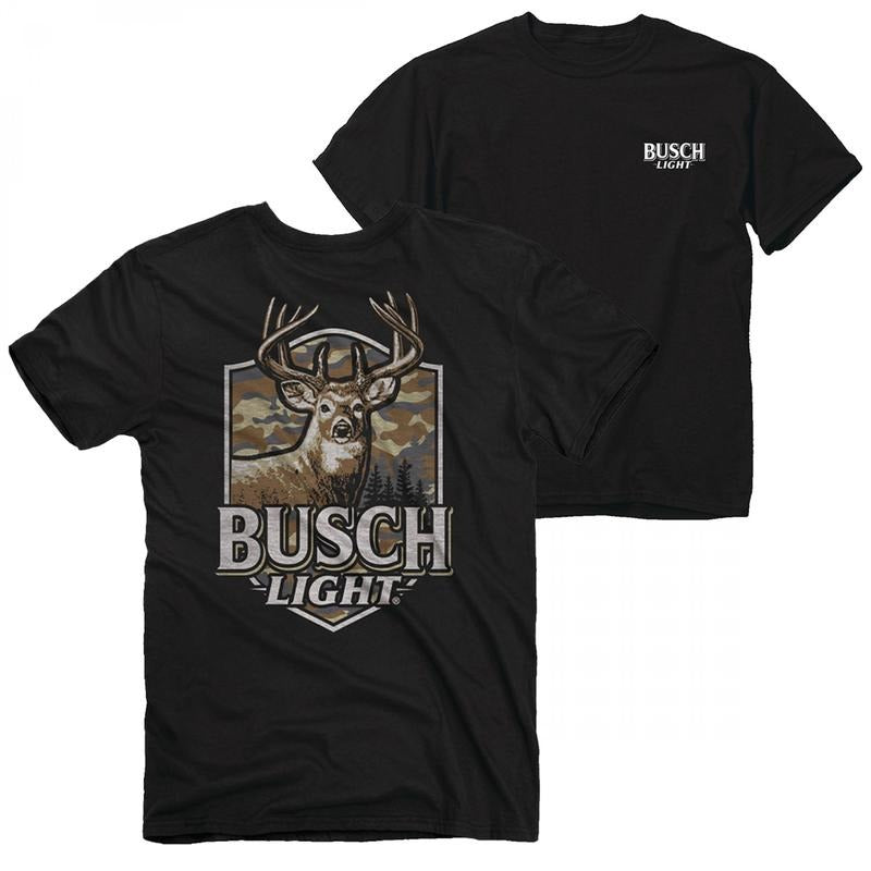 Busch Light Buck Camo Shield Front and Back Print T-Shirt Hoodie, Sweatshirt | HypeDripTees.com
