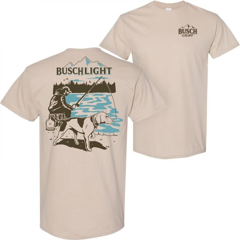 Busch Light Fishing with Friends Tan Front Back Print T-Shirt Hoodie, Sweatshirt | HypeDripTees.com