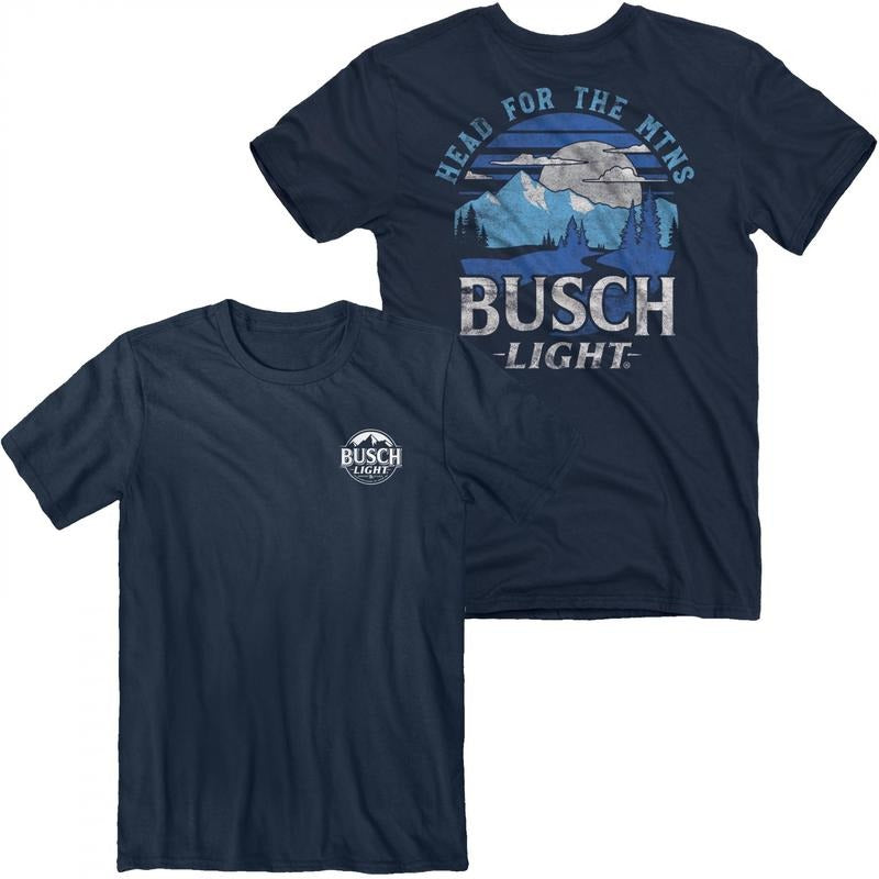 Busch Light Head For The MTNS Front and Back Print T-Shirt Hoodie, Sweatshirt | HypeDripTees.com
