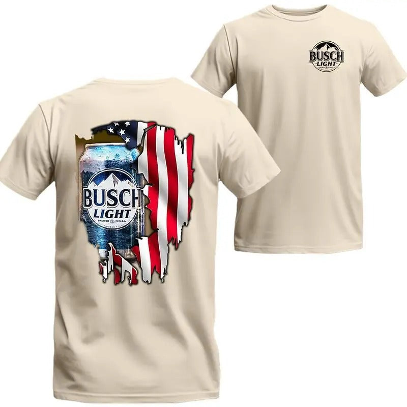 Busch Light Logo Flag 2-sided Tshirt Busch Light T_345 - Unisex And Inclusive - Multiple Colorways