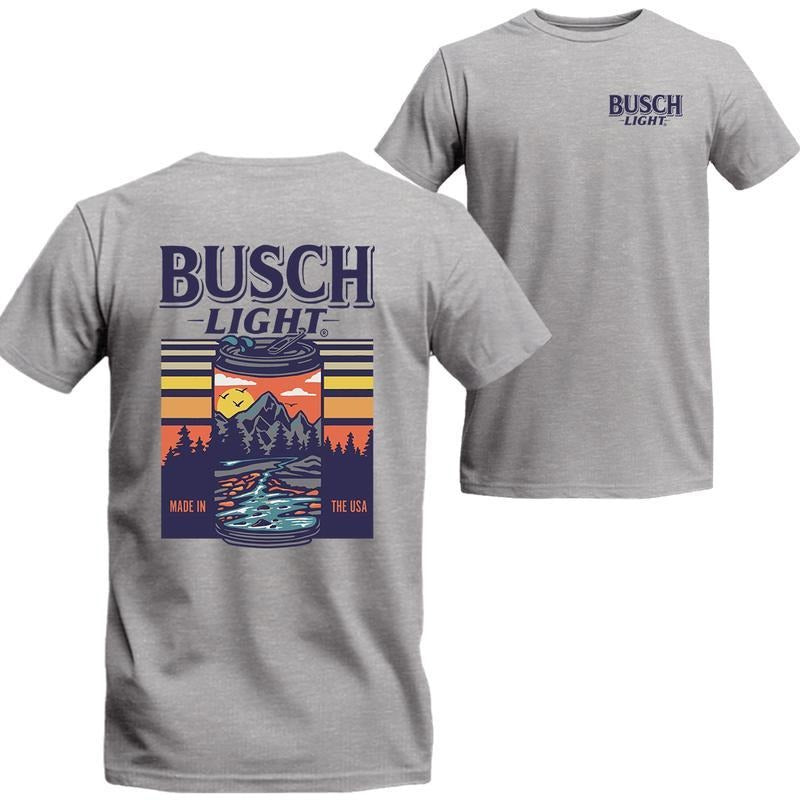 Busch Light Mans T-shirt, Busch Light Can Scenic Short Sleeve Tee, Unisex Shirt Hoodie, Sweatshirt | HypeDripTees.com