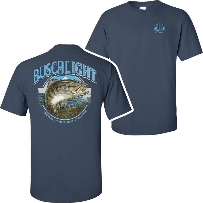 Busch Light Out Fishing Navy Colorway Front and Back Print T-Shirt Hoodie, Sweatshirt | HypeDripTees.com