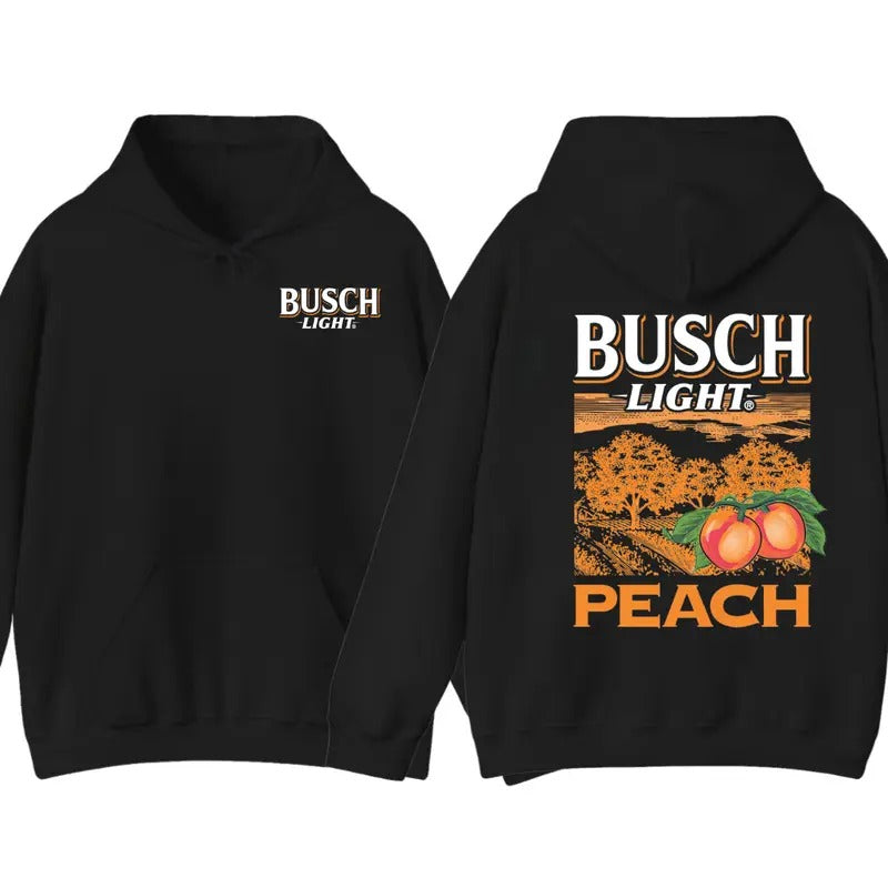 Busch Light Peach Sweatshirt with Women's and Men's Double Sided Unisex Hoodie and Sweater T-Shirts | HypeDripTees.com