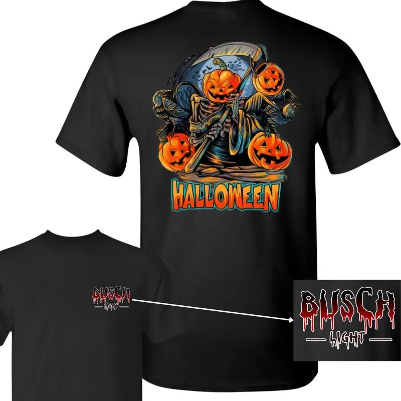 Busch Light Reaper Tee - Men's Cotton Halloween T-shirt - Classic Hoodie, Sweatshirt | HypeDripTees.com