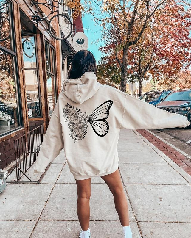 Butterfly Hoodie, Floral Butterfly Sweatshirt Best Price T-Shirts | HypeDripTees.com