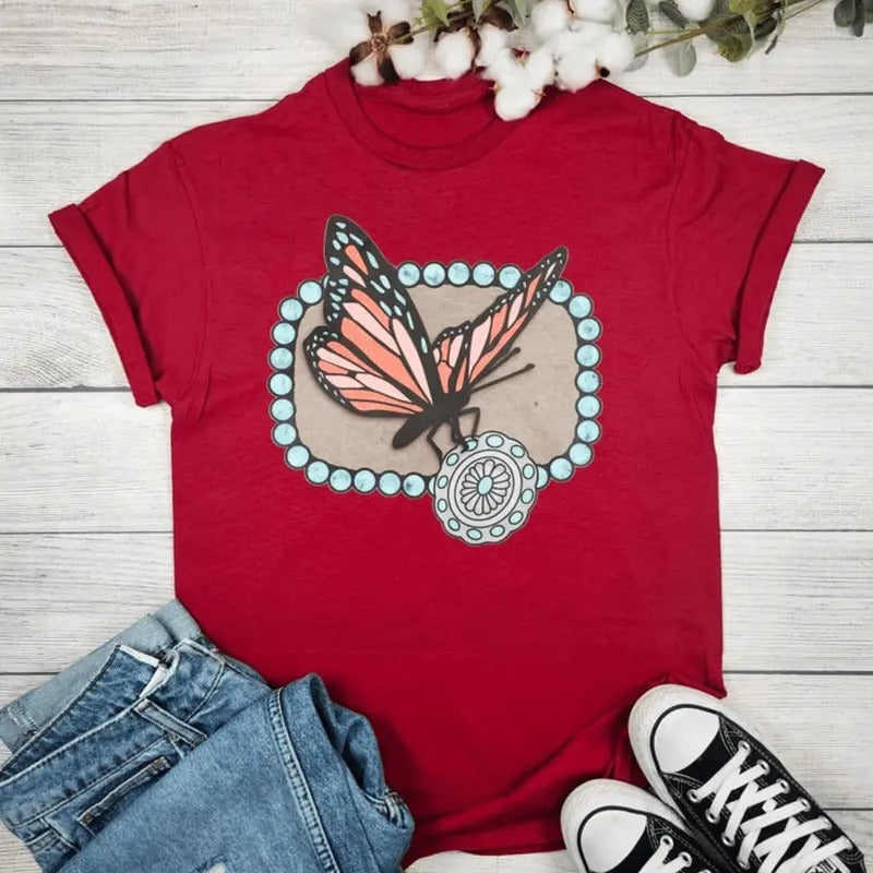 Butterfly With Gemstone Graphic T-shirt Hoodie, Sweatshirt | HypeDripTees.com