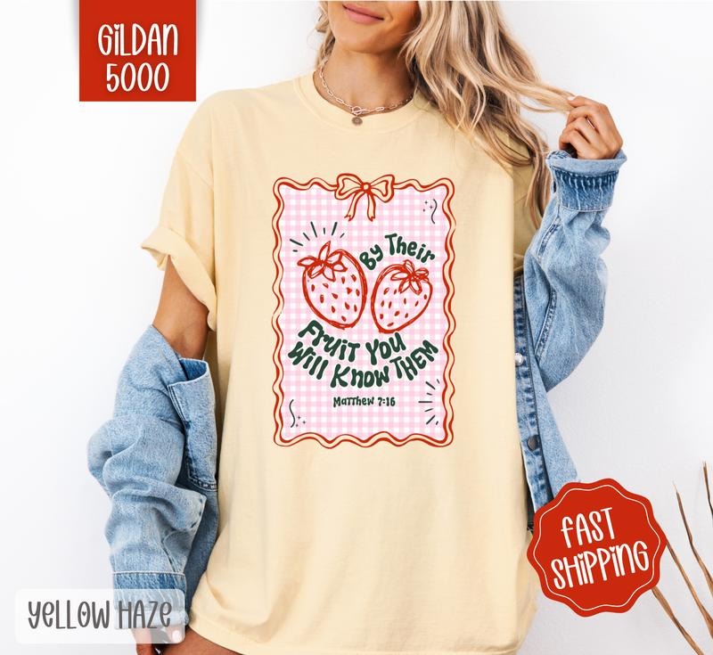 By Their Fruit You Will Know Them Shirt Gildan, Religious Tee, Cute Women's Tshirt Plus Sizes, Gift for Her Hoodie,...