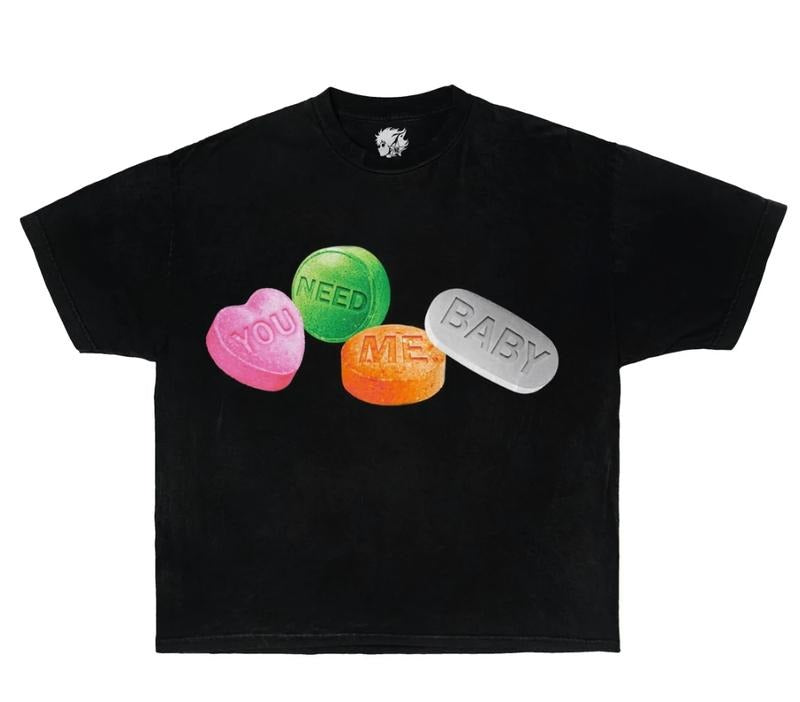 CANDY TEE Garment Dyed Boxy Ultra Cotton Streetwear Shirt Y2K Fashion Grillz Pills Hoodie, Sweatshirt | HypeDripTees.com