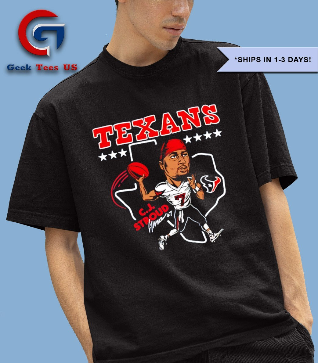 CJ Stroud Houston Texans MLB State Map caricature shirt