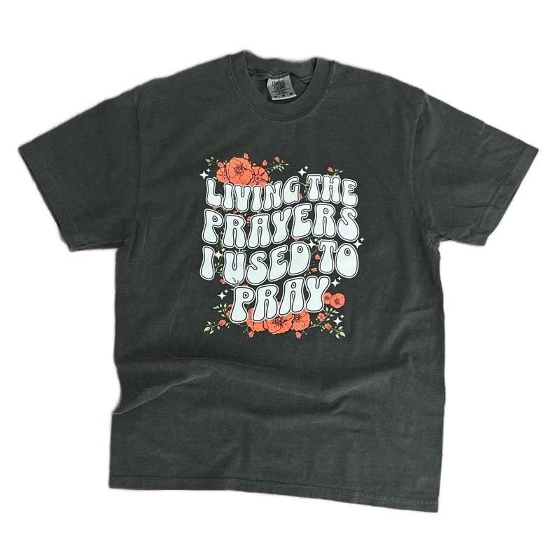 COMFORT COLORS -Living The Prayers I Used to Pray- Christian TShirt Hoodie, Sweatshirt | HypeDripTees.com