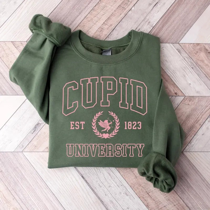CUPID University Sweatshirt, Valentine's Day Sweatshirt, Valentines Sweatshirt, Womens Valentines Day Sweater,Love...