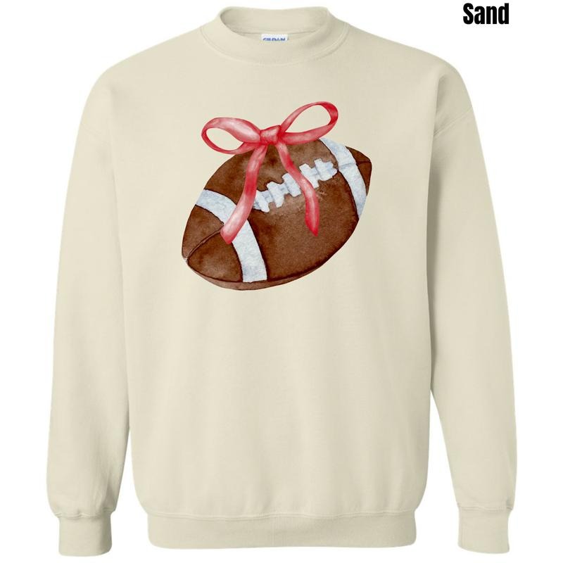 *CUSTOMIZABLE* Bow & Football Sweatshirt 'NLB' T-Shirts, Hoodie | HypeDripTees.com
