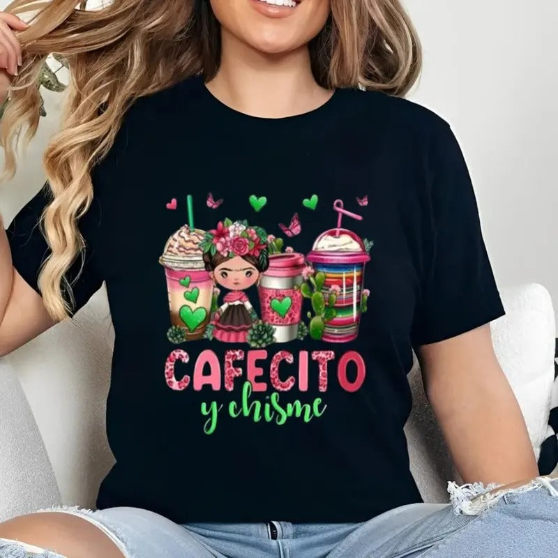 Cafecito Y Chisme Coffee Cups Shirt, Coffee Cups Shirt, Mexico Shirt, Mexican Day Shirt, Latin Coffee Shirt, Unisex Short...