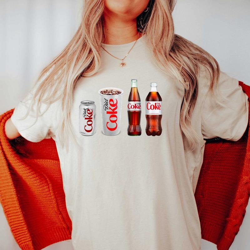 Caffeinated Girl Era T-Shirt, Pop Bottle Lineup Graphic Tee, Oversized Soft Neutral Top, Funny Soda Aesthetic for Her...