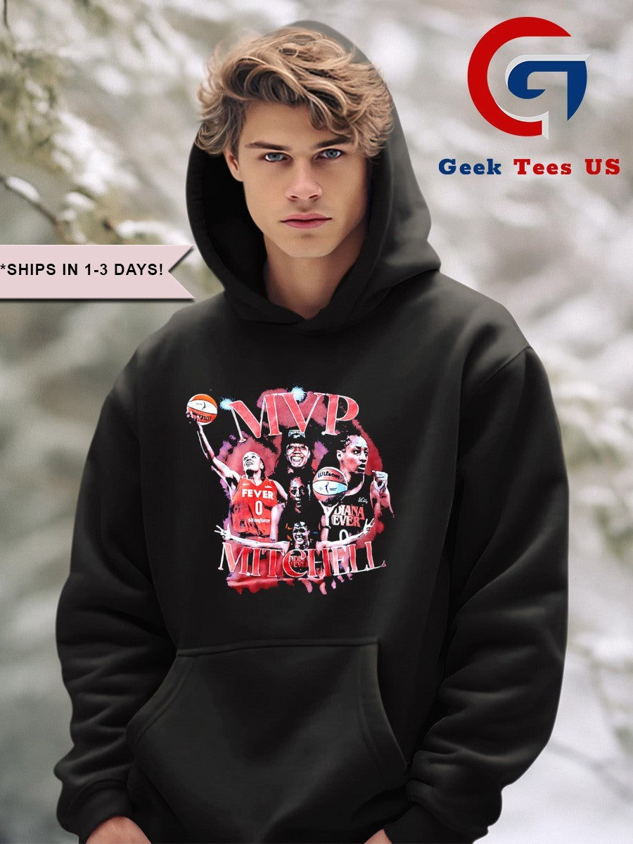 Caitlin Clark is rocking a Kelsey Mitchell for MVP shirt