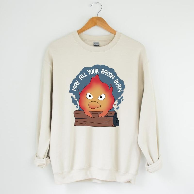 Calcifer May All Your Bacon Burn Howl's Moving Castle T-Shirt, Sweatshirt, Hoodie | HypeDripTees.com