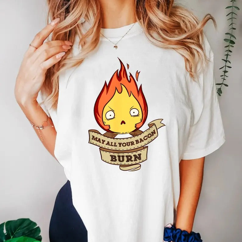 Calcifer May all Your bacon Burn Howl's Moving Castle T-Shirt Hoodie, Sweatshirt | HypeDripTees.com
