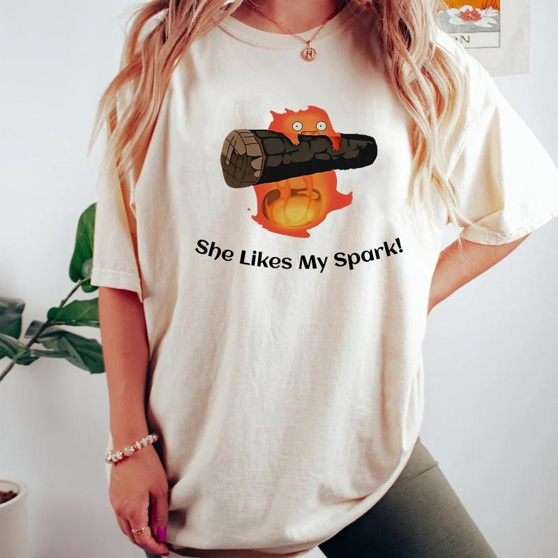 Calcifer She Likes My Spark T-Shirt Hoodie, Sweatshirt | HypeDripTees.com