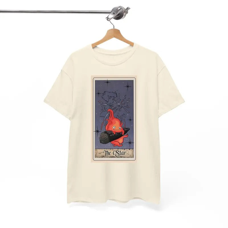 Calcifer Tarot Card Tshirt, Howls Moving Castle Tshirt, Howl And Sophie, Anime Hoodie, Sweatshirt | HypeDripTees.com