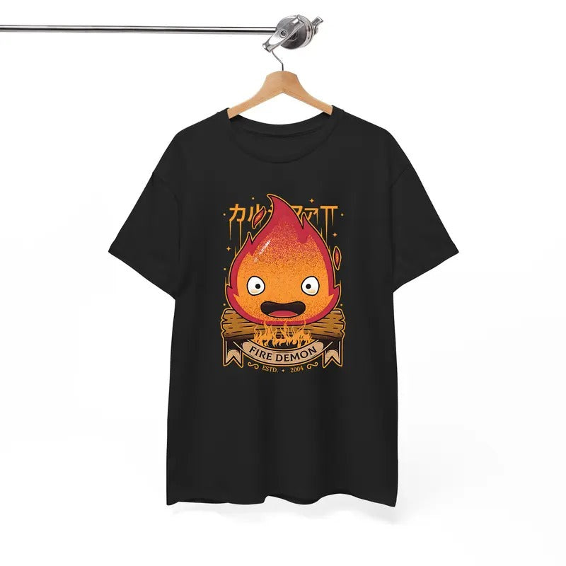 Calcifer Tshirt, Howls Moving Castle Tshirt, Howl And Sophie, Anime Hoodie, Sweatshirt | HypeDripTees.com