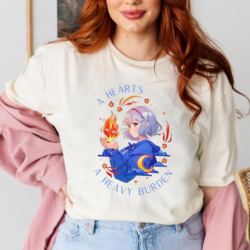 Calcifer and Sophie A Heart's A Heavy Burden Unisex T-Shirt, Howl's Moving Castle Inspired T-Shirt Hoodie, Sweatshirt