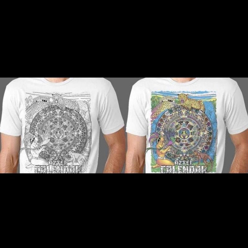 Calendario azteca changing color shirt Cotton White Hoodie, Sweatshirt | HypeDripTees.com