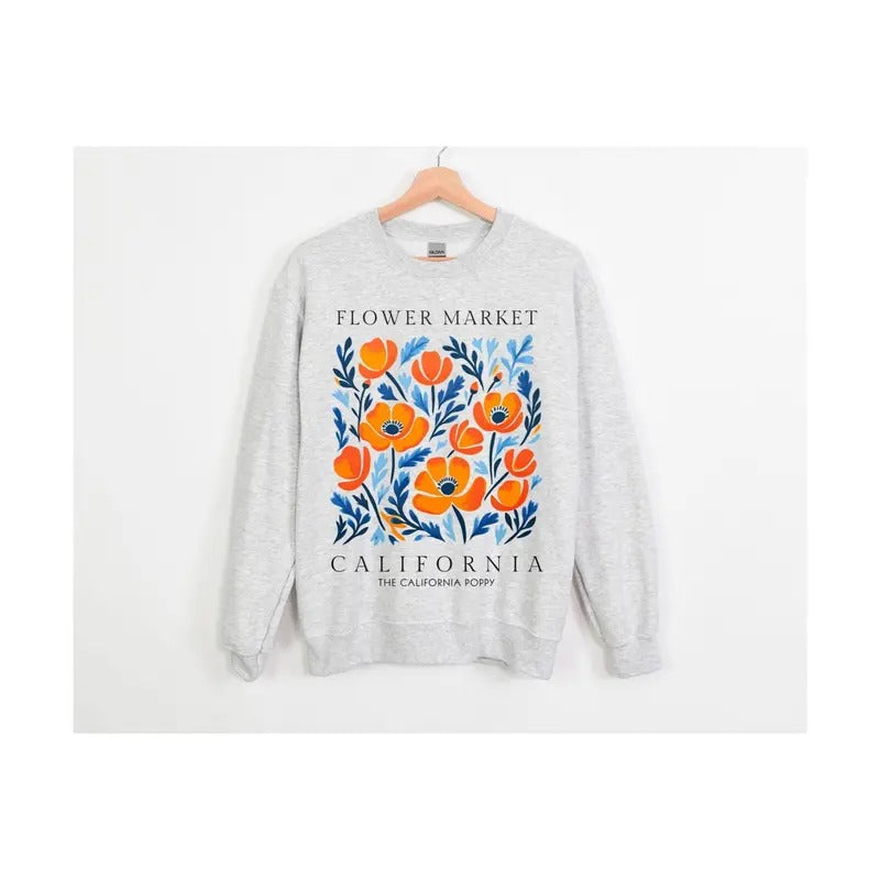 California 70s Flower Market, California Grown Hoodie, Henri Matisse Art Crewneck, Oversized San Fran Sweatshirt T-Shirts