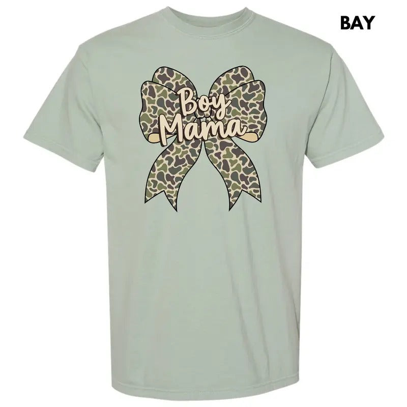Camo Boy Mama Bow Comfort Colors T-Shirt 'NLB' Hoodie, Sweatshirt | HypeDripTees.com