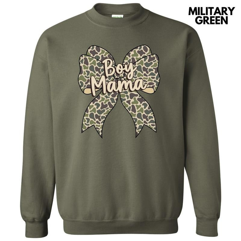 Camo Boy Mama Bow Sweatshirt 'NLB' T-Shirts, Hoodie | HypeDripTees.com