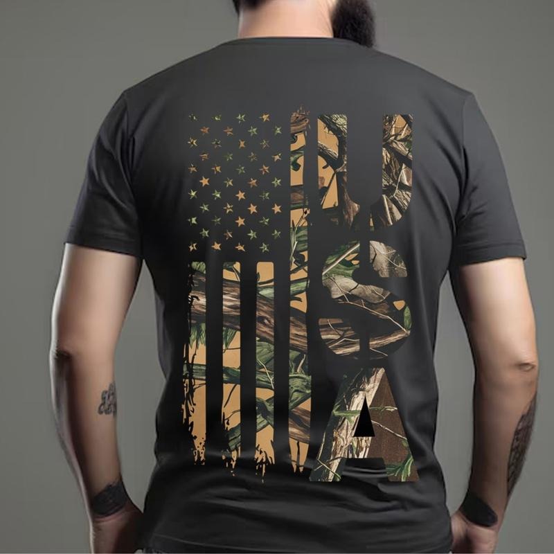 Camo Millitary American Flag USA Shirt for Men, Hunting Season Unisex Tee Hoodie, Sweatshirt | HypeDripTees.com