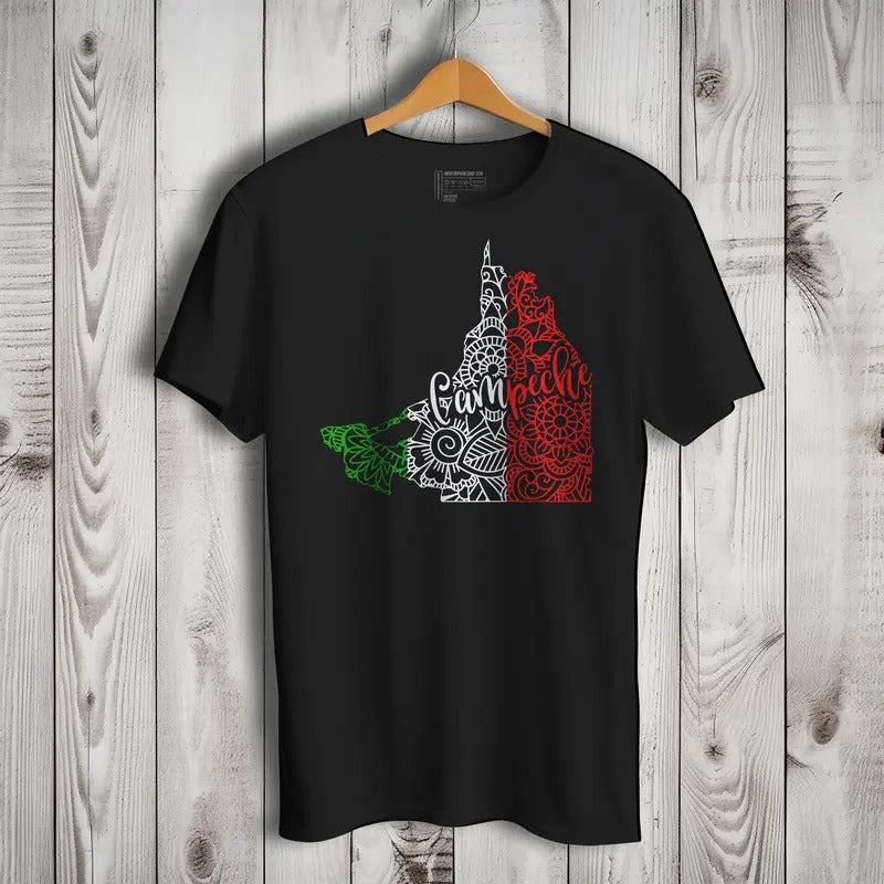 Campeche Mexico Patriotic Mexican Short Sleeve T-Shirt- Playera Patriota De Mexico Casual Crewneck Hoodie, Sweatshirt