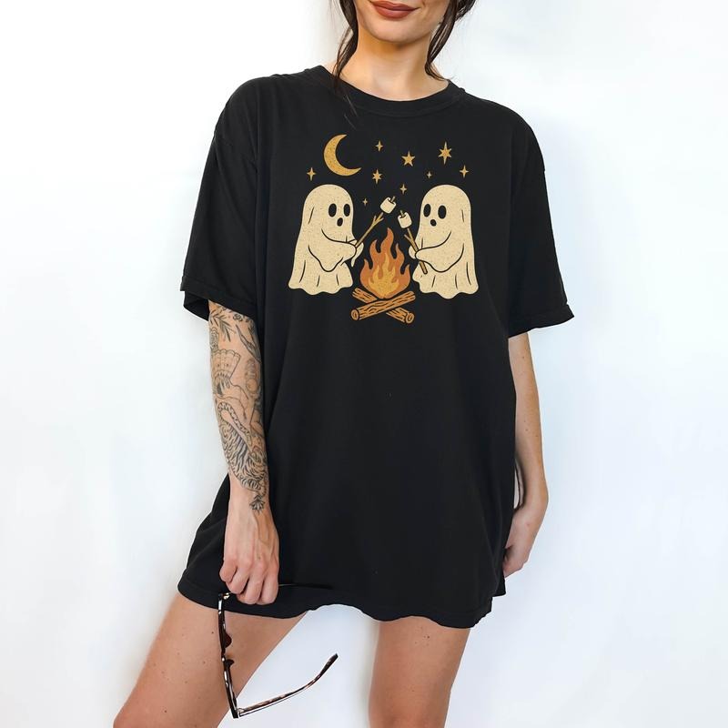 Campfire Ghosts - T-Shirt, Unisex T-Shirt, Funny Tee, Comfortable Shirt,  Hallowen Theme Hoodie, Sweatshirt