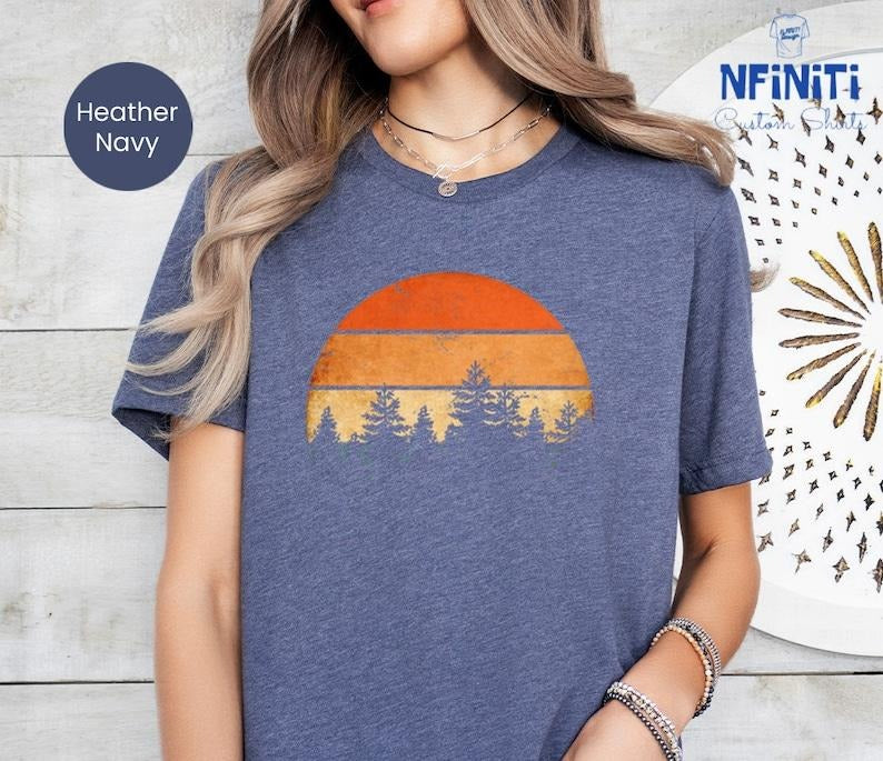 Camping Gift Shirt, Forest Themed Shirt, Tree Shirt, Adventure Is Calling, Sunset Themed Shirt, Wildlife Tee, Wilderness,...