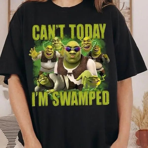 Can't Today I'm Swamped Shirt Unisex, Shrek Meme Shirt, Shrek and Fiona Shirt Hoodie, Sweatshirt | HypeDripTees.com