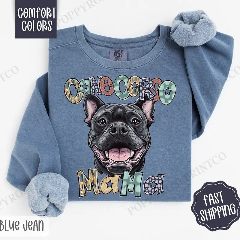 Cane Corso Mama Comfort Colors Sweatshirt, Mama Women's Crewneck, Cute Dog Mom Women's Sweater T-Shirts, Hoodie