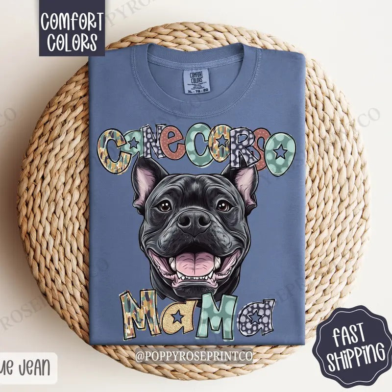 Cane Corso Mama Comfort Colors, Dog Mom Tee, Cute Mama Women's Tshirt Hoodie, Sweatshirt | HypeDripTees.com