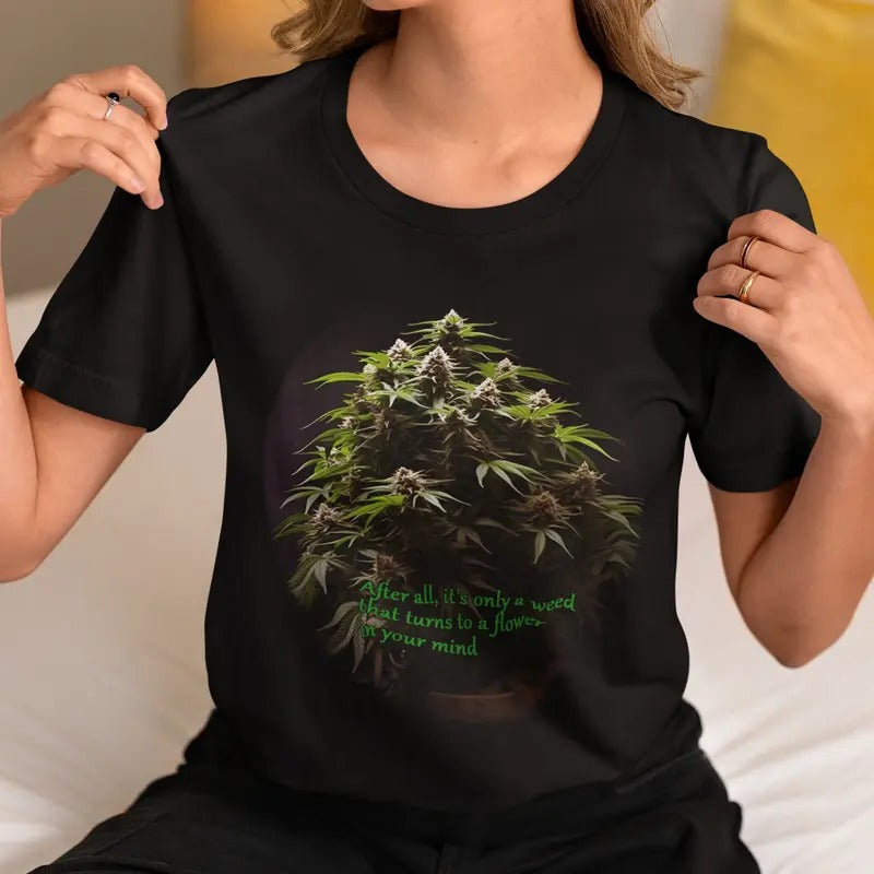 Cannabis Bud Bush Graphic T Shirt Pot Plant In Full Bloom Gift For Pot Head Hoodie, Sweatshirt | HypeDripTees.com